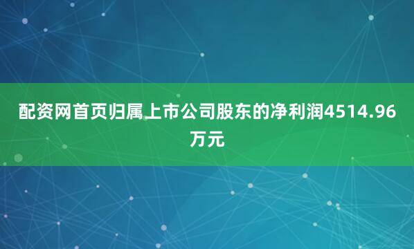 配资网首页归属上市公司股东的净利润4514.96万元